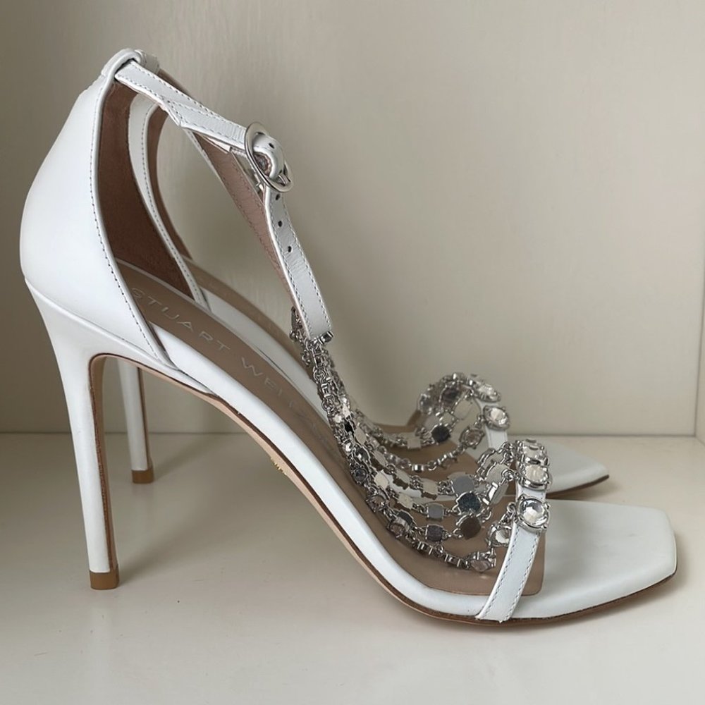 Stuart Weitzman Stardust 100 High Heel Rhinestone Sandal - Picture 10 of 12